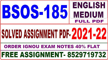 bsos-185 solved assignment 2021-22 / bsos 185 solved assignment in English / ignou bsos 185