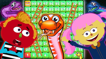 Giant Board Game Challenge Playing Giant Snakes and Ladders With Len and Mini | Fun Videos For Kids