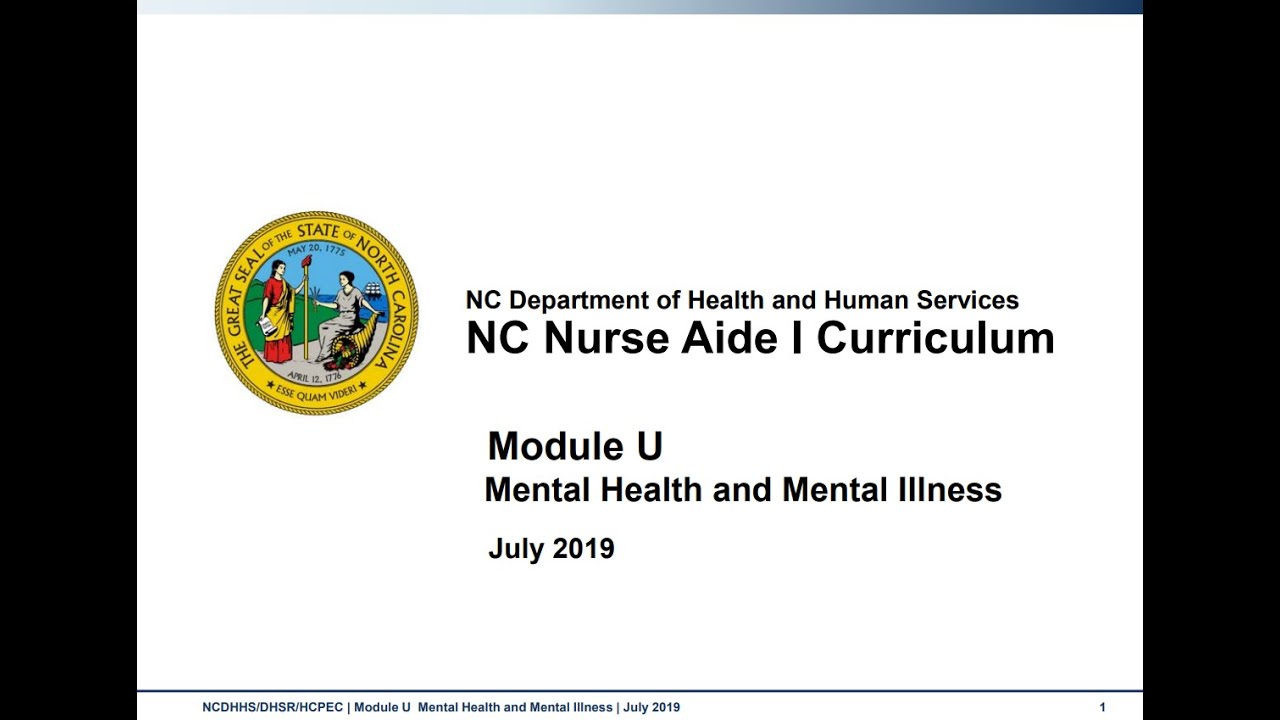 Module U: Mental Health and Mental Illness