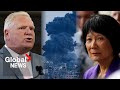 Israel-Hamas conflict: Premier Doug Ford, Mayor Olivia Chow reactions scrutinized in Toronto