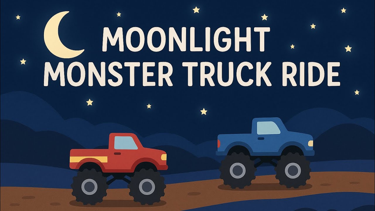 Moonlight Monster Truck Ride | Naptime/Bedtime lullaby video for kids