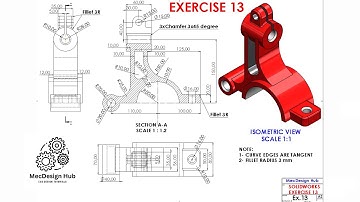 SolidWorks Tutorial for Beginners Exercise 13  #solidworks2025 #cad