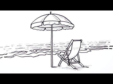 How to Draw a Beach Chair and Umbrella Real easy and step by step.