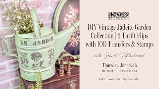 DIY Vintage Jadeite Garden Collection | 3 Thrift Flips with IOD Transfers & Stamps screenshot 3