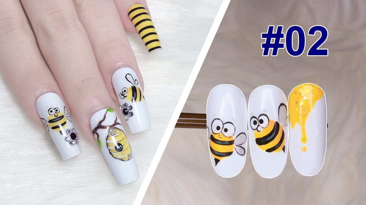 LEARN NAIL DESIGN WITH ANA #2 Draw Bee Nails | Part 2 - YouTube