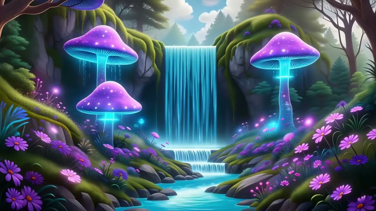 💜 Fantasy Waterfall Escape – Soothing Nature Sounds & Relaxing Instrumental Music for Total Calm