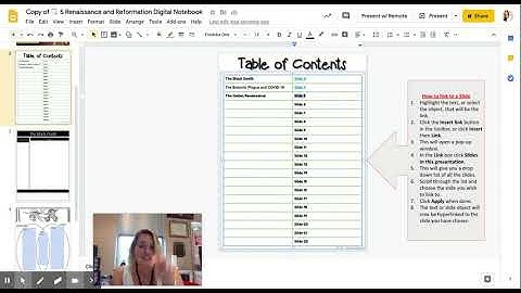 Hyperlinking the table of contents to a slide with in your google slides presentation