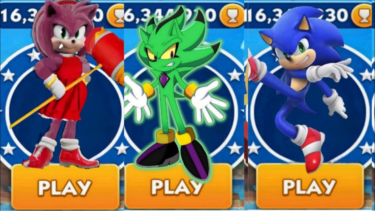 Sonic Dash - Paladin Amy VS Elf Sonic VS Sonic _ Movie Sonic vs All ...