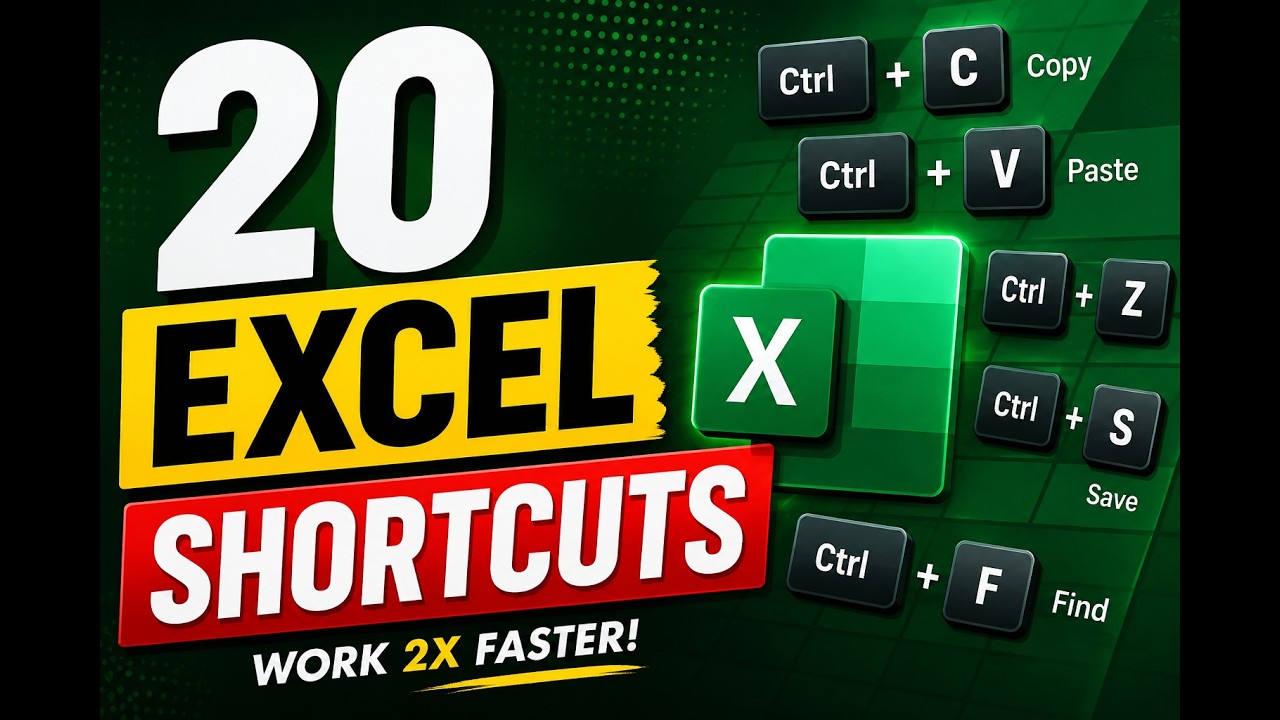 Top 20 Excel Shortcut Keys Every Beginner Must Know - YouTube