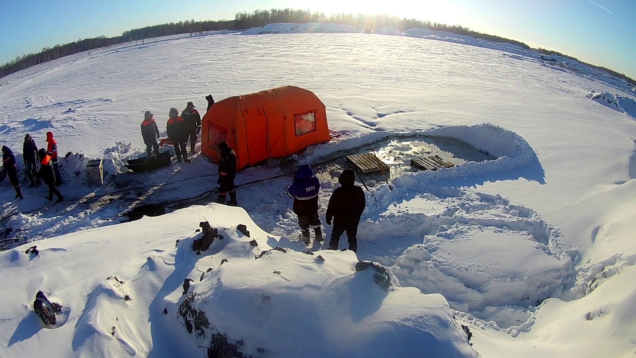 Водолазные работы. Подъем утопленника из бульдозера. 13.01.2021 - YouTube