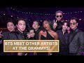 BTS with Megan Thee Stallion and other artists at the Grammys. BTS says thank you!