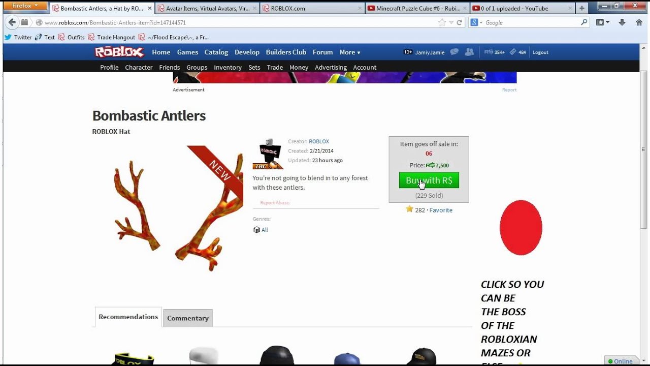 Roblox How To Stop Yourself From Buying Expensive Stuff Youtube - bombastic antlers roblox