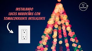 Installing Christmas lights with a Smart Plug.