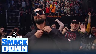 Cody Rhodes stands his ground during Bloodline set up, Jey Uso, Seth Rollins emerge through crowd image