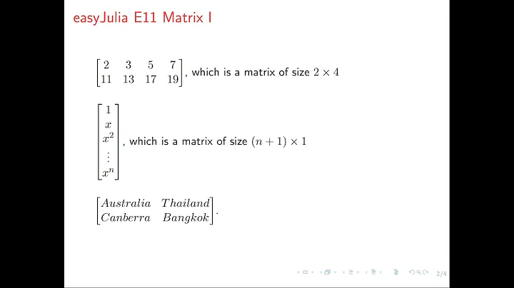 easyJulia E11 Matrix I