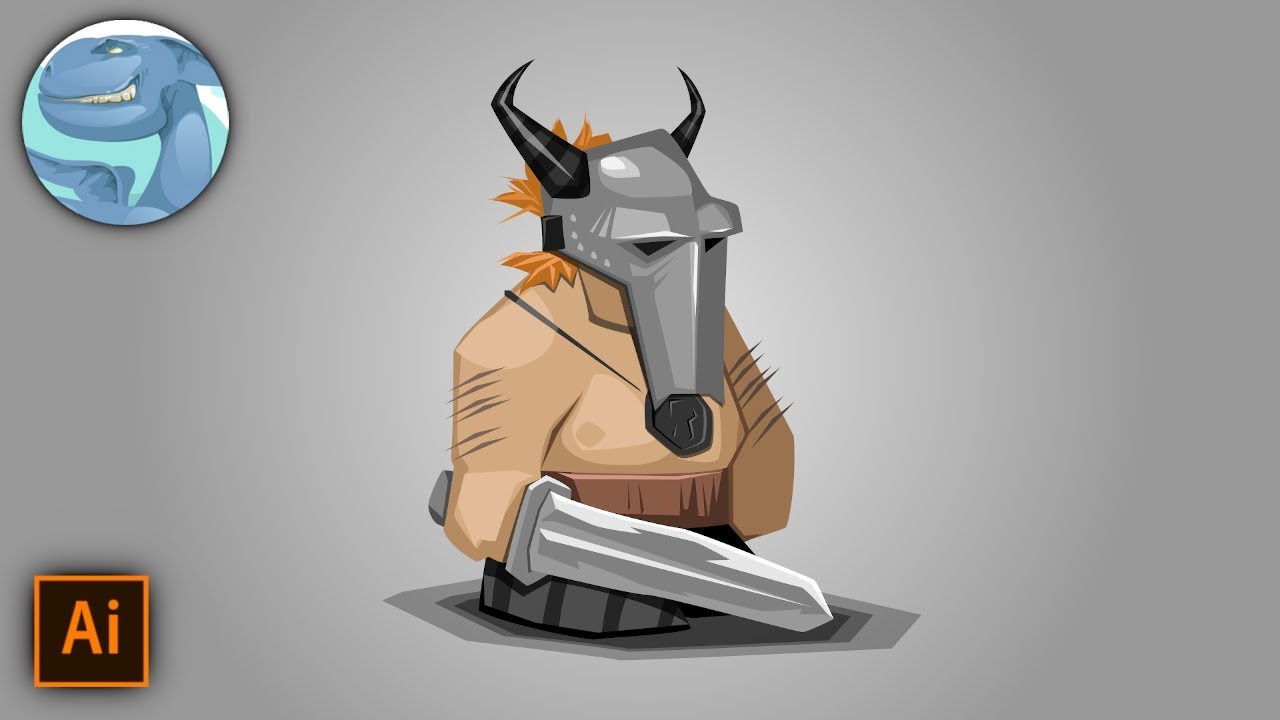 Cartoon warrior character. Vector graphics in Adobe Illustrator. - YouTube