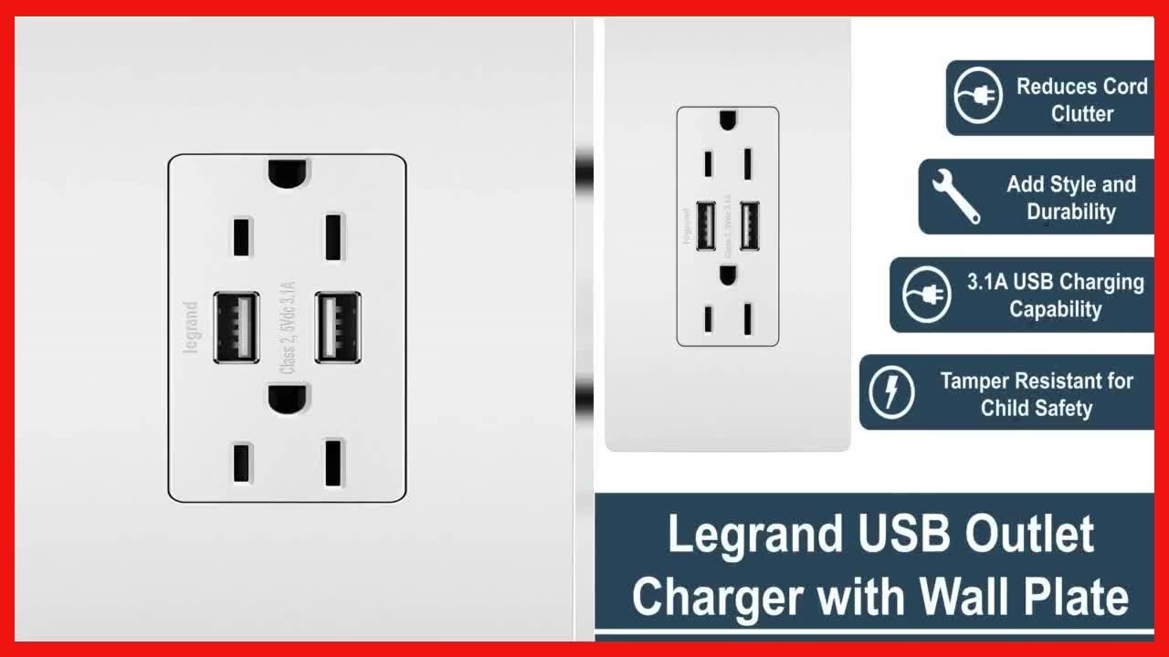 Great product -  Legrand - Pass & Seymour radiant Decorator Outlet with 3.1 Amp USB Charger, White,