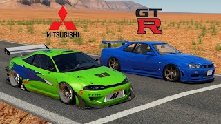 LOUD Nissan GTR VS Mitsubishi Eclipse DRAG RACE