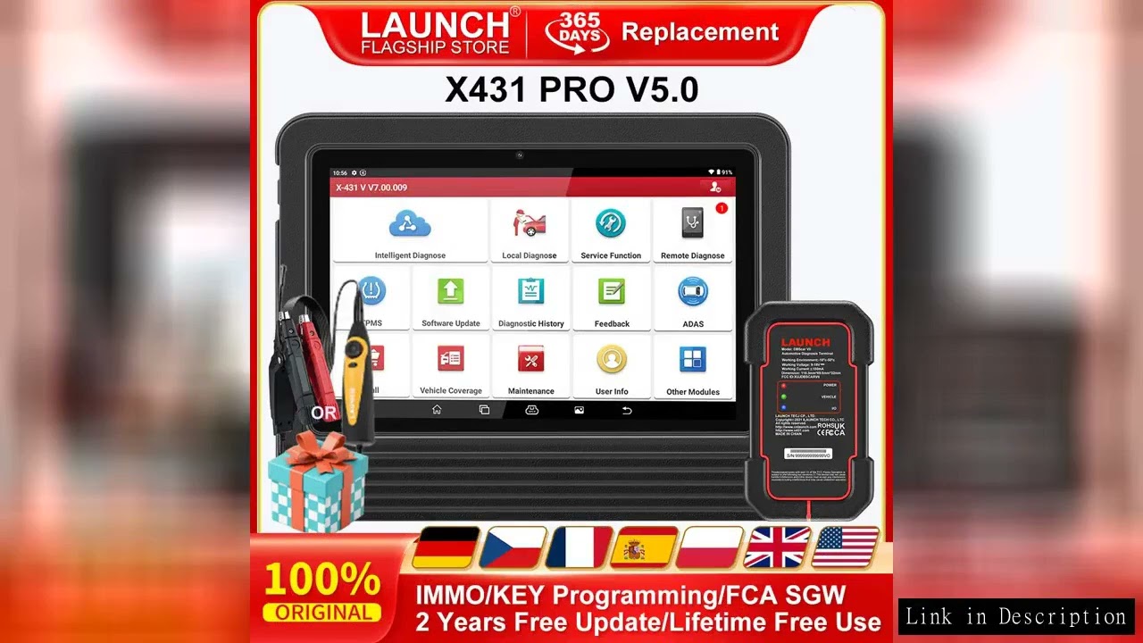 LAUNCH X431 PRO V5.0 OBD2 Car Scanner IMMO/Key Programming Auto Diagnostic Tool DBScar VII CANFD DOI