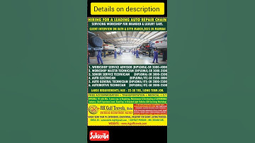Automobile job vacancy in Saudi arabia - Auto Repair Chain #automotivejobs #autoelectriciandiploma