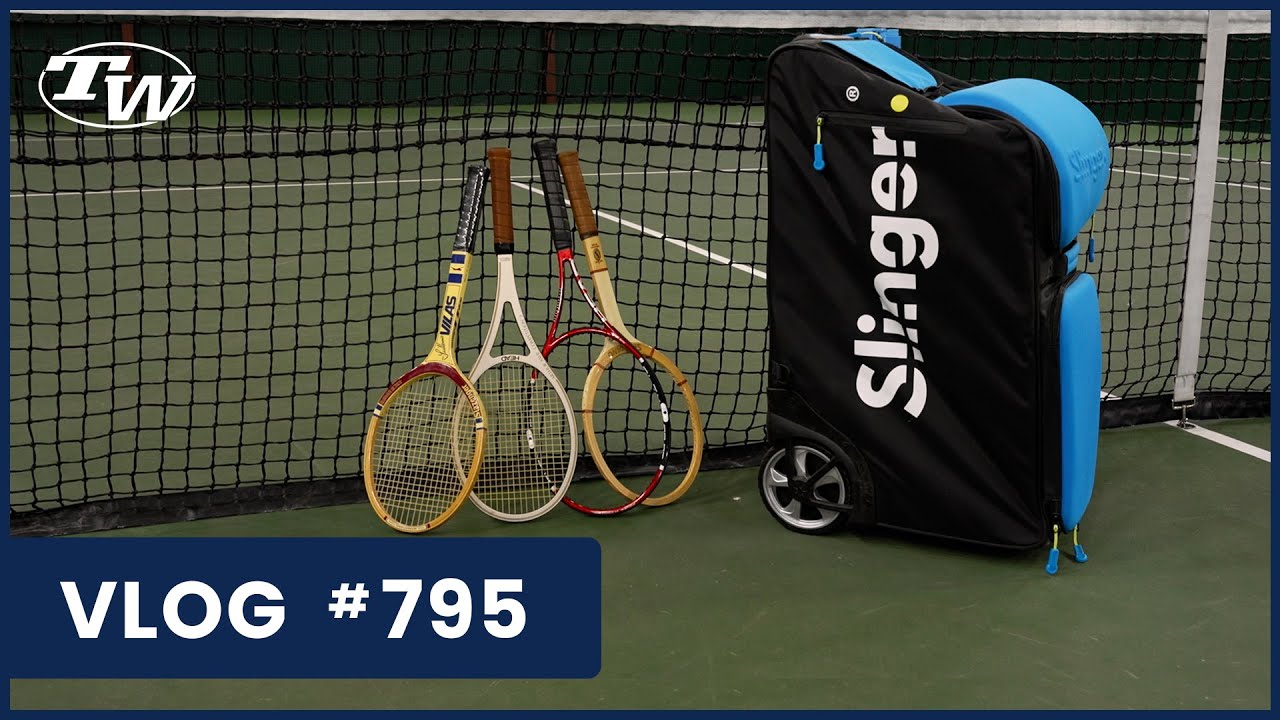 Slinger Ball Machine in stock ready to ship; vintage tennis racquets (Ashe, Vilas & Austin) VLOG 795