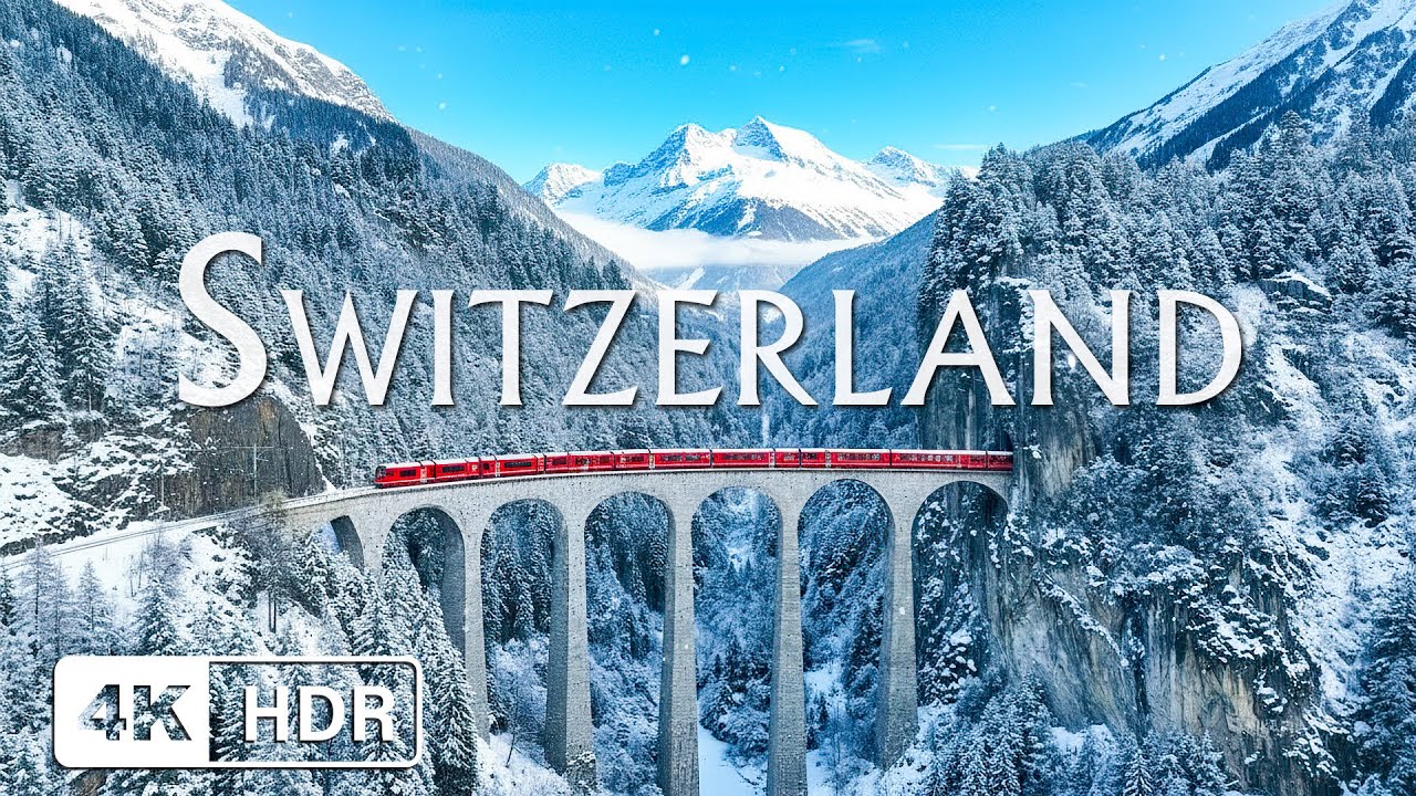 Switzerland 4K – Magical Winter Wonderland | Stunning Scenery & Calming Music