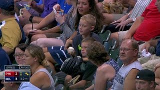 PHI@MIL: A young fan gets a foul ball