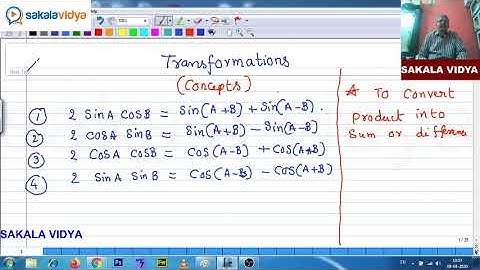 TRANSFORMATIONS||TRIGONOMETRY||EAMCET||JEE MAINS||NDA|| PGT&TGT||PART01#SAKALAVIDYA#eamcet2023