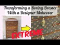 Extreme Waterfall Dresser Transformation / Designer Makeover/ Diy Leather pulls/ trash to treasure