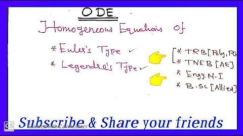 Euler & Legendre Equations in ODE in Tamil