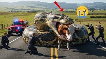 Courageous Rescue Team Fights Giant Python to Save Innocent Cow 🐍