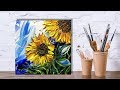 Paint sunflowers using a  Palette Knife Painting - Part 1