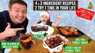 Make a 3 Course Meal & a drink with 3 Ingredients each | Christmas Special