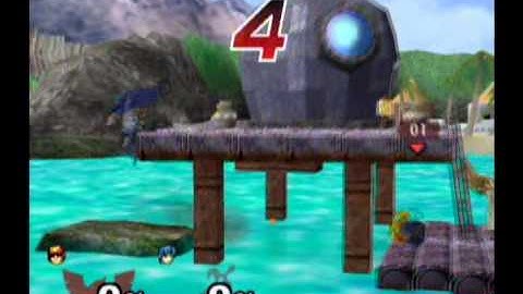 Melee - Trolling level nine CPU Marth on Great Bay with Falcon Kick