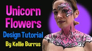Unicorn Flowers Face Paint Design Tutorial by Kellie Burrus