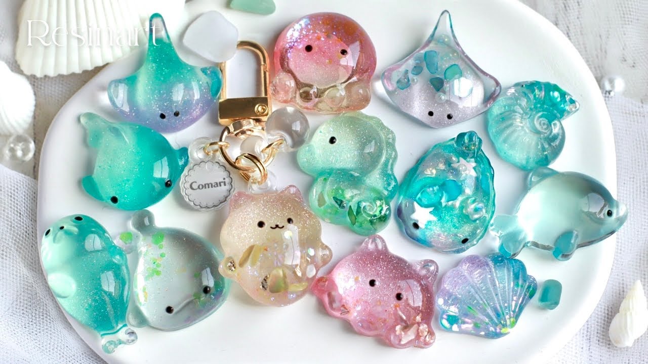えっちゃん(⑅•͈ᴗ•͈).:*♡ A26-550 レジンネックレス(マリン) Resin art Stream 455【Marine animal motifs】 - YouTube