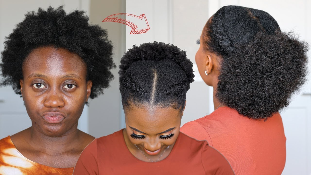 Easy Hairstyle For Short 4c Hair For Back To School - No Gel Needed ...