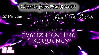 Purple Fire & Rain Meditation 🌧️ 396Hz Healing Frequency | Liberate from Fear & Guilt