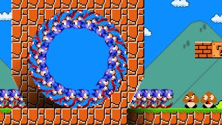 Super Mario Bros. But With 100 Sonics at Once