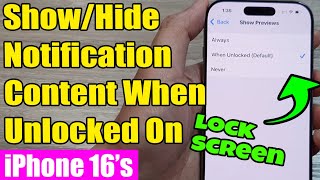 📲 iPhone 16/16 Pro Max Lock Screen: Show/Hide Notification Content When Unlocked screenshot 5