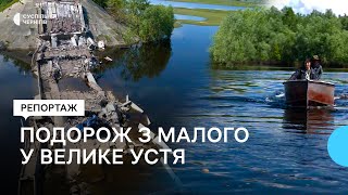 Пливуть човном, далі крізь руїни мосту і залазять по драбині: як переправляються жителі Чернігівщини
