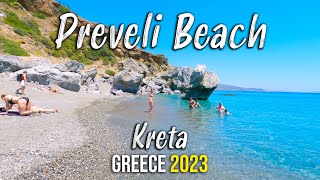 Palm Beach Crete, Preveli, walking tour in 4k, Kreta, Greece 2023