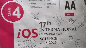 Class 4 IOS Science Olympiad 2025–26 | Full Question Answer Explanation | iOS Level-1 Paper 