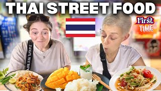 My British Mum's FIRST TIME trying THAI STREET FOOD in BANGKOK, THAILAND (so good!) 🇹🇭