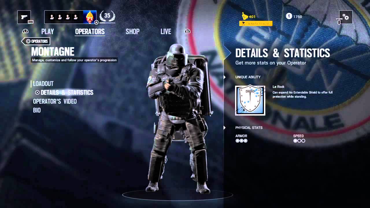 Tom Clancys Rainbow Six Siege Operater Montagne Loadout Bio