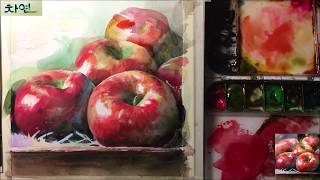 [Натюрморт акварелью] Акварельная живопись яблок