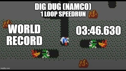 Dig Dug (Namco) 1 Loop Speedrun World Record in 03:46.630 by andresfgp13