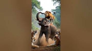 🔥 Angry Elephant Fights Back Multiple Tigers | Real Jungle Fight | Wild Animal Attack | #lion #zoo