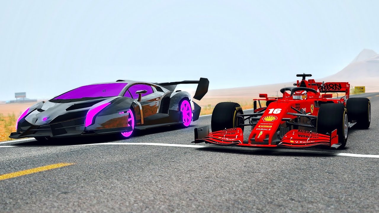 Lamborghini Veneno Gtr Vs Ferrari F1 2020 Desert Drag Race Youtube