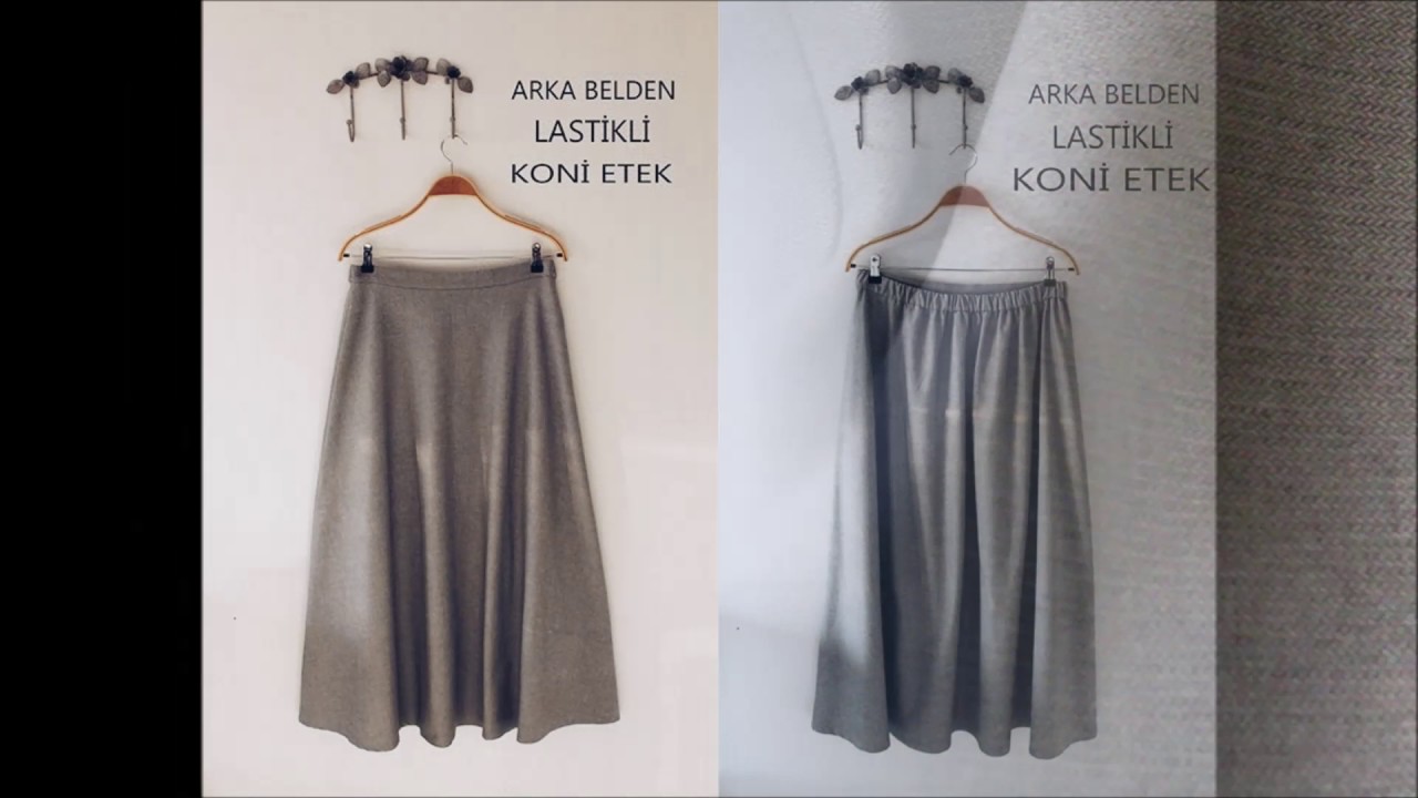 BASİT ETEK : Arka Belden Lastikli Koni Etek